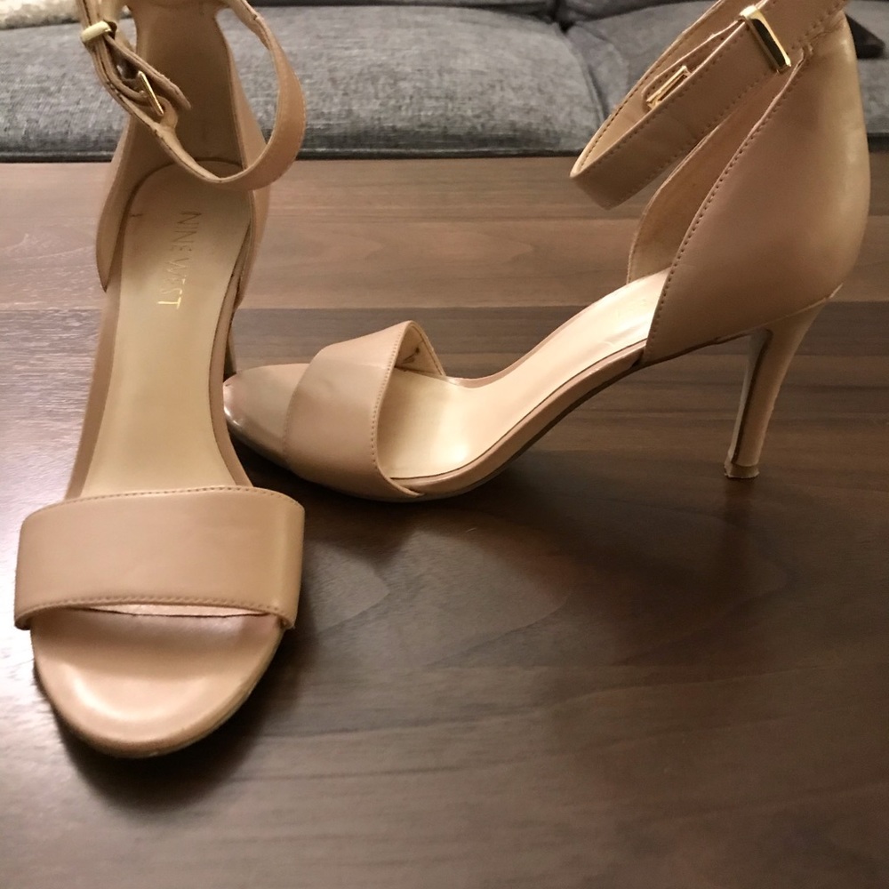 Nine West nude ankle strap heels
